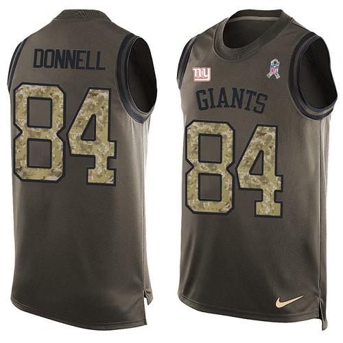 Men's Limited Larry Donnell Nike Jersey Green - #84 Salute to Service Tank Top NFL New York Giants